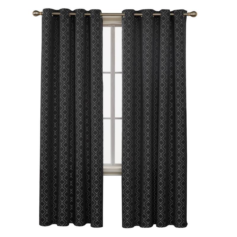 Deconovo Geometric Knitting Room Darkening Grommet Curtain(2 Panels)