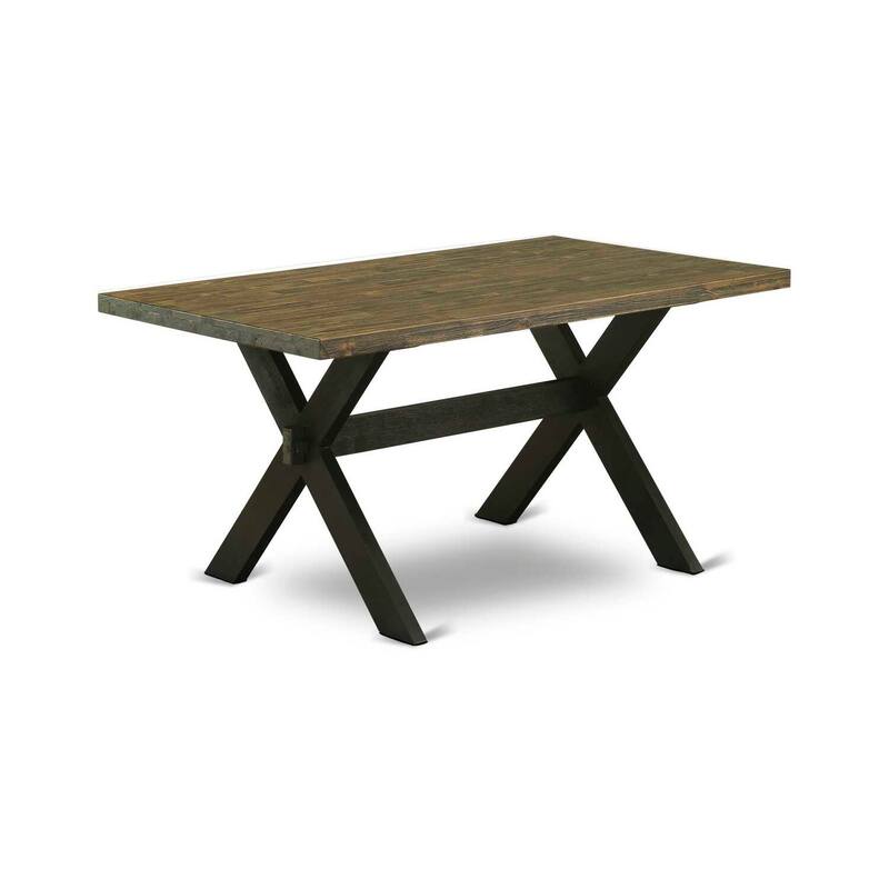 HomeStock 5-Piece Rectangle Natural Oak Finish Solid Wood Top Dining Table with 4 Upholstered Chairs with Lattice Back