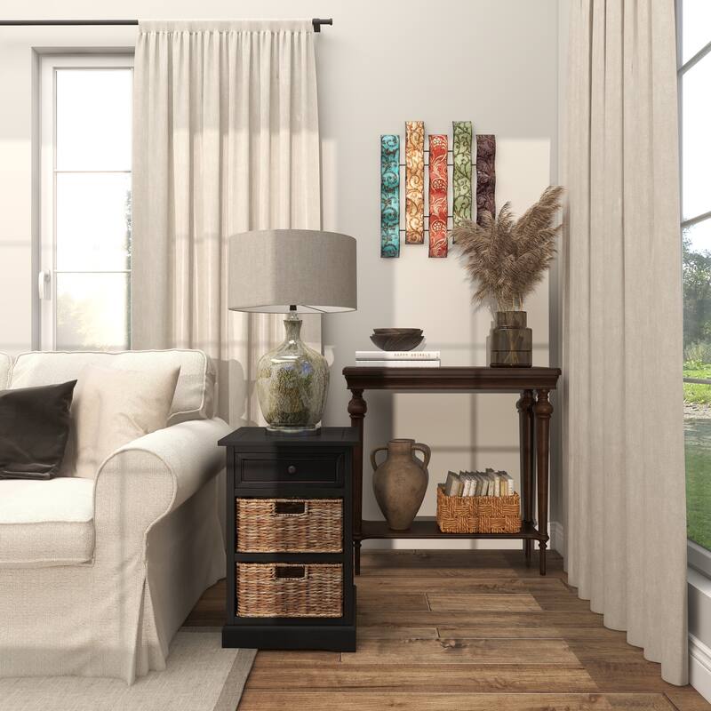 Multi Colored Metal 5 Wavy Panels Abstract Home Wall Decor with Embossed Details