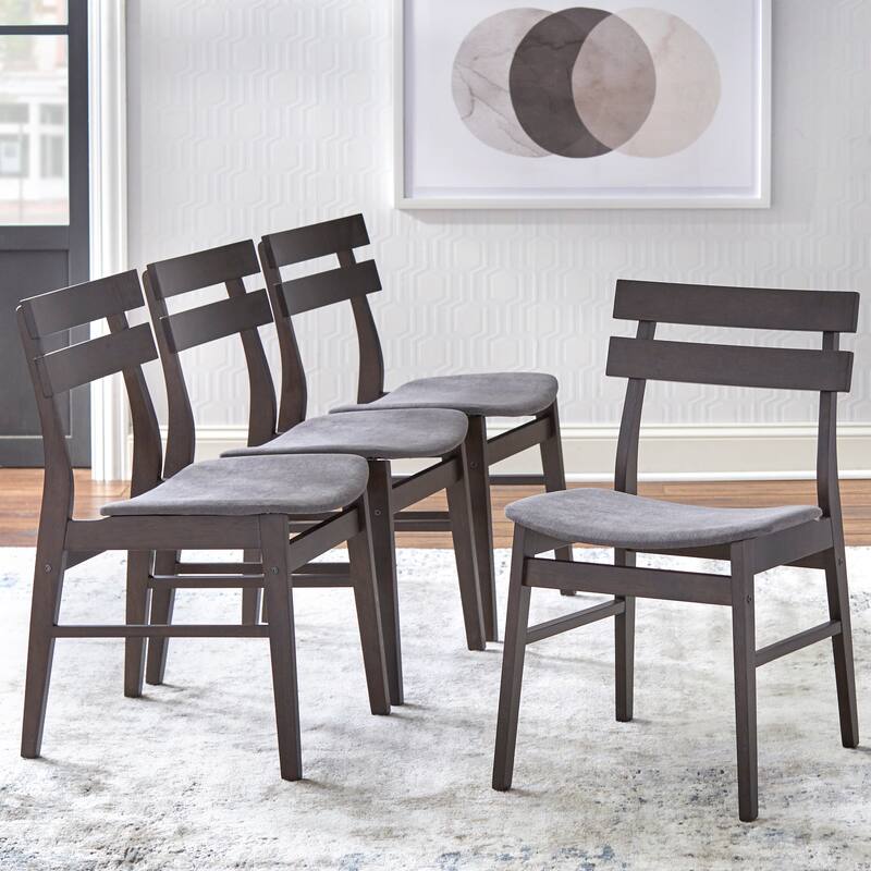Simple Living Fiesta Solid Wood Dining Chair (Set of 4) - N/A - Walnut/Dark Grey