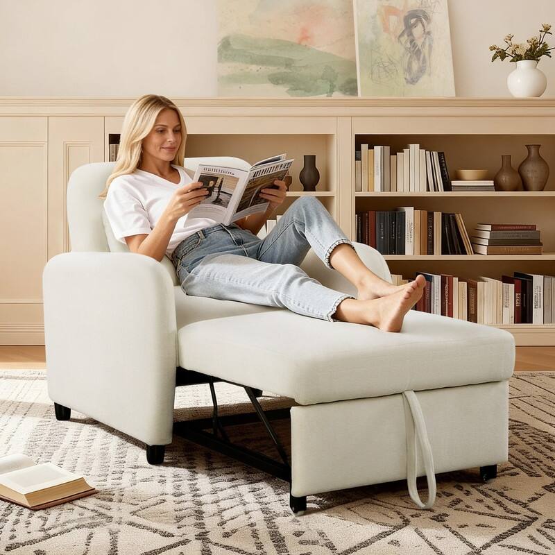 Spruce & Spring Modern Pull-Out Accent Chair Bed with Adjustable Backrest & Space-Saving Design