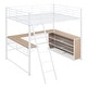 preview thumbnail 43 of 48, Loft Bed with 3 Layers of Shelves & L-Shaped Desk, Metal Loft Bed Frame with Safety Guardrails and Inclined Ladder