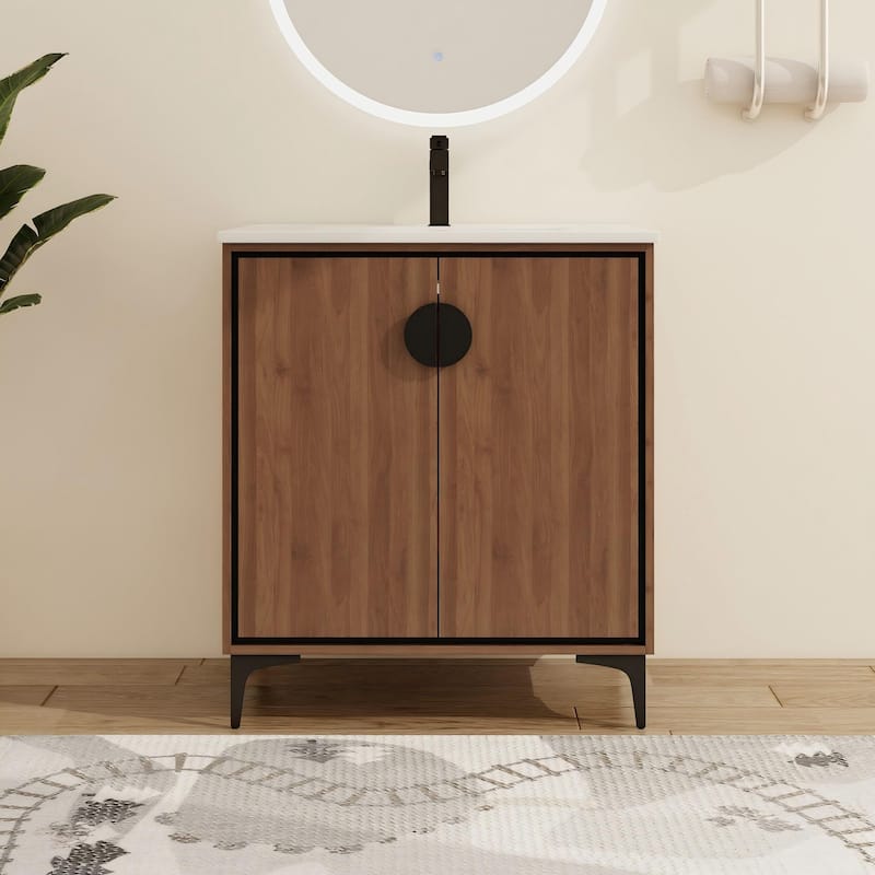 Malwee 24"/30" FreeStanding Bathroom Vanity, Floor Stand Bathroom Vanity with Sink,Soft Close Door and Adjustable shelf - 30.0"×18.3"×33.9"