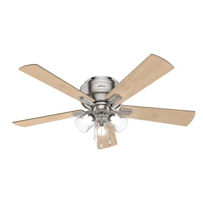 Hunter 52" Crestfield Low Profile Ceiling Fan with 3-Light LED Light Kit and Pull Chain