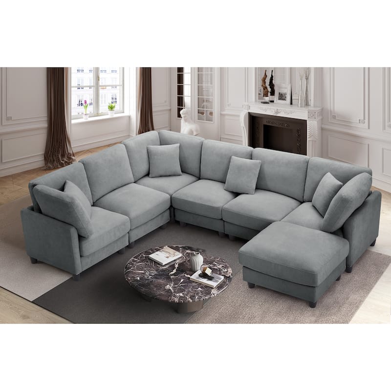 Warenne 7-Piece combination sofa chair, L-Shaped with Cushions