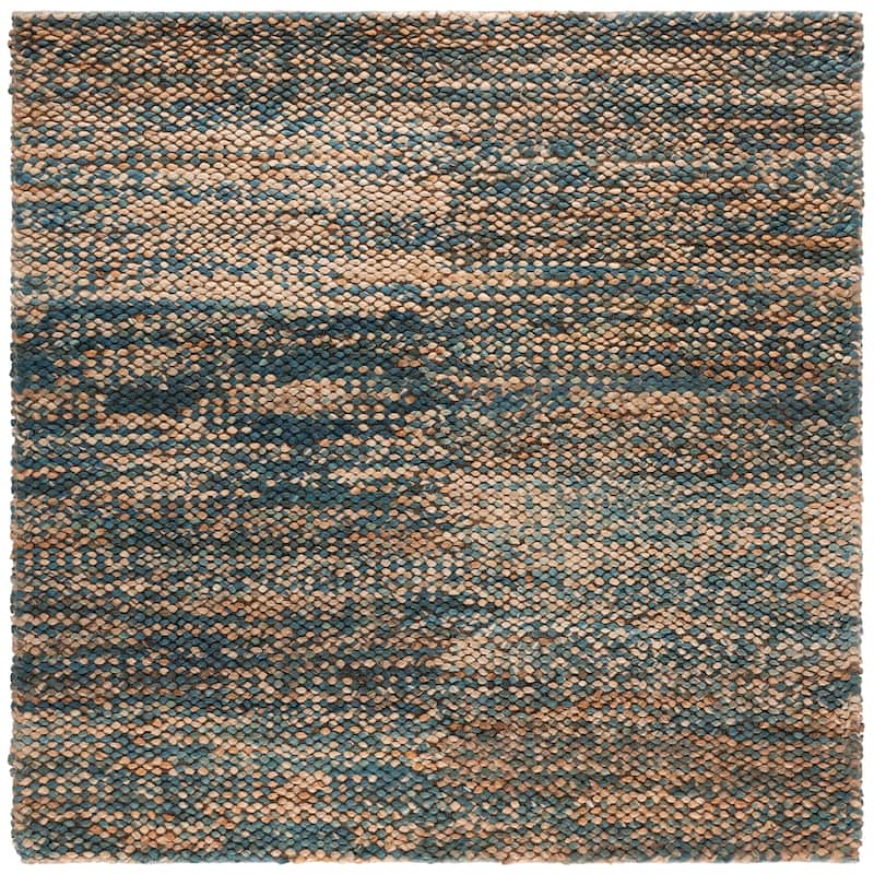 SAFAVIEH Handmade Natural Fiber Couture Francette Jute Rug - 6' Square - Natural/Blue