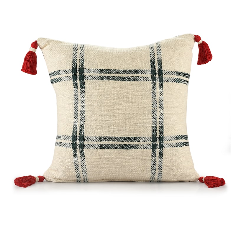 Sevita Woven Holiday Plaid Cotton Throw Pillow - 20" x 20"