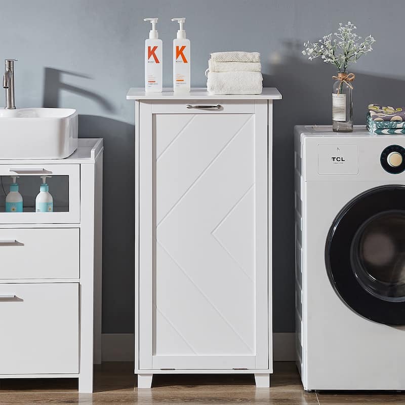 VECELO Tilt Out Kitchen Trash Bin Cabinet with Negative Ion Deodorizing Function Hidden Storage for Kitchen