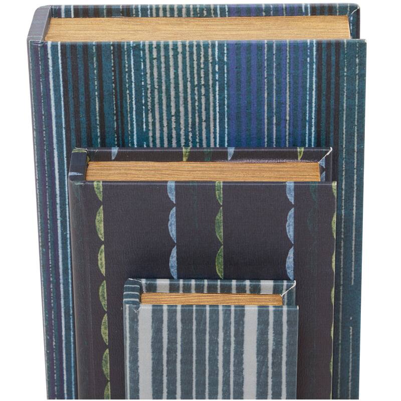 Burlap Leather Canvas Book Box Various Designs (Set of 3)