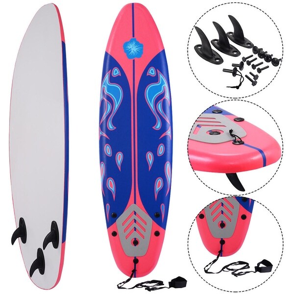 Costway 6' Surfboard Surf Foamie Boards Surfing Beach Ocean Body Boarding Red