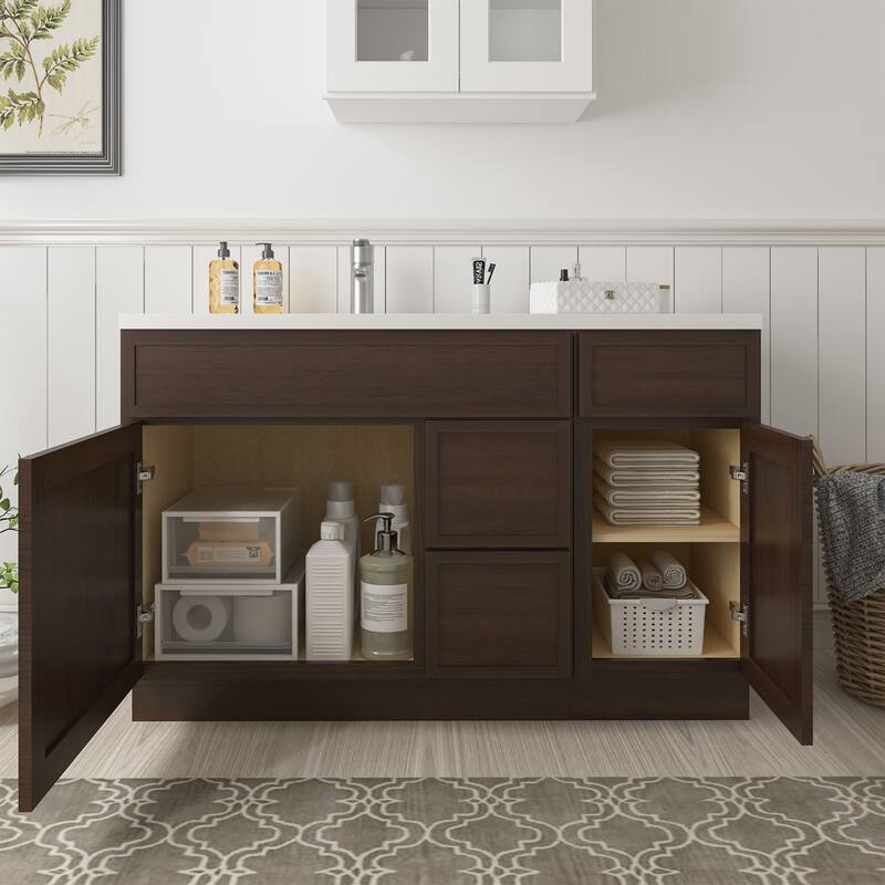 Vanity Art 51" Birch Freestanding Bathroom Vanity Cabinet without Top