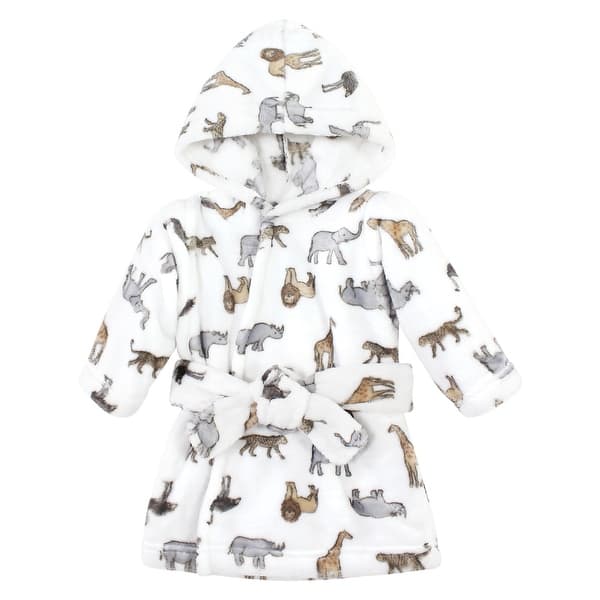 slide 1 of 1, Hudson Baby Plush Animal Face Bathrobe, Modern Safari, 0-9 Months - Modern Safari - 0-9 Months 0-9 Months - Modern Safari
