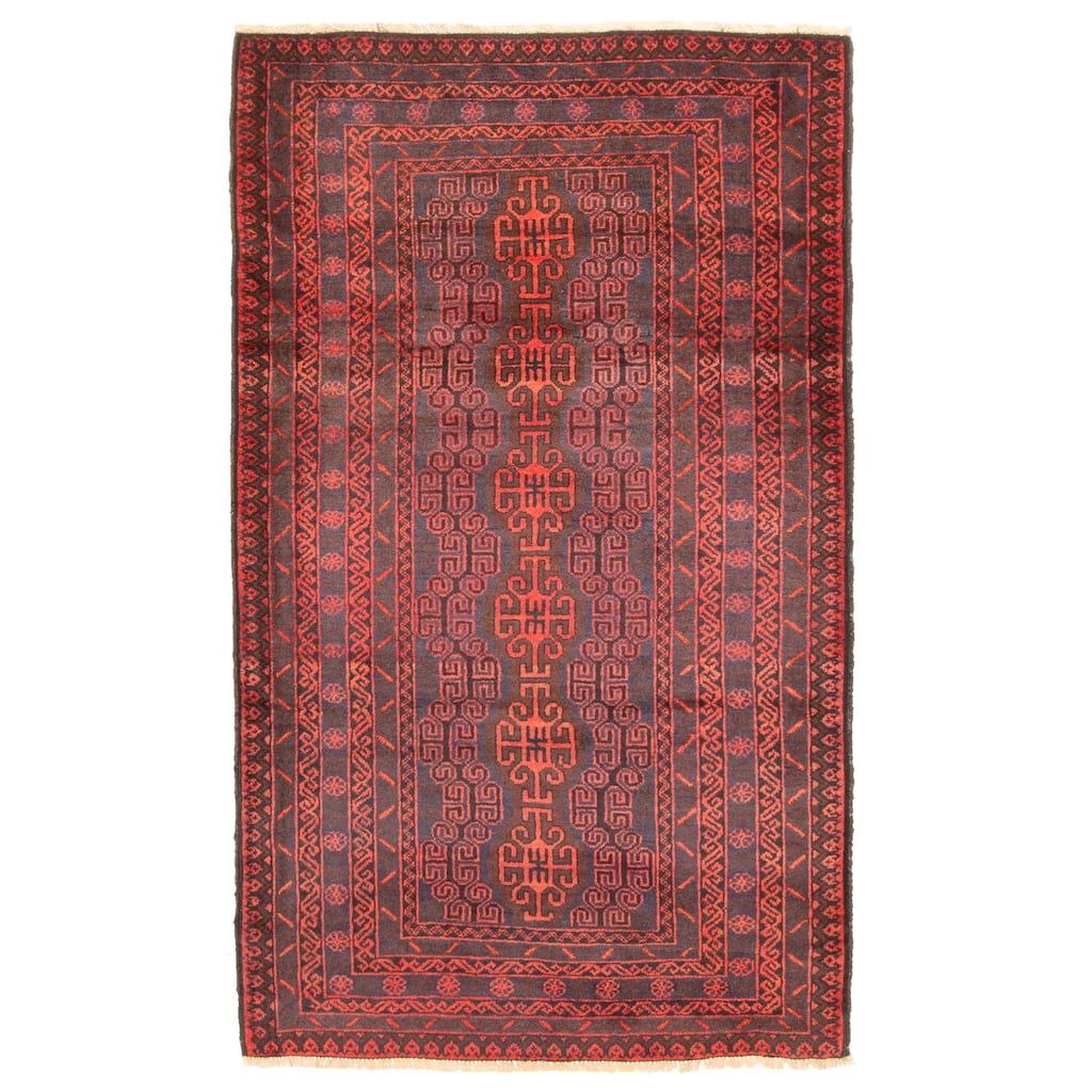 ECARPETGALLERY Hand-knotted Teimani Dark Navy Wool Rug - 3'2 x 5'3