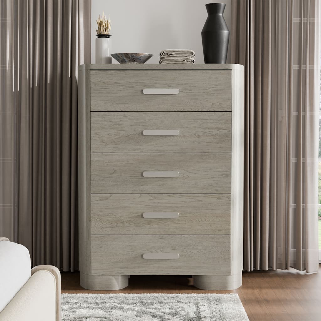 Furniture of America Weegin Modern White Oak Wood 5-Drawer Chest