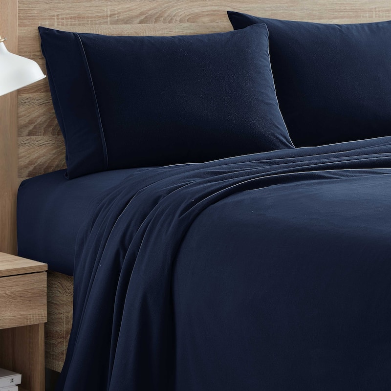 1500 Supreme Sweet Home Collection Flannel Sheet Set - Twin - Navy