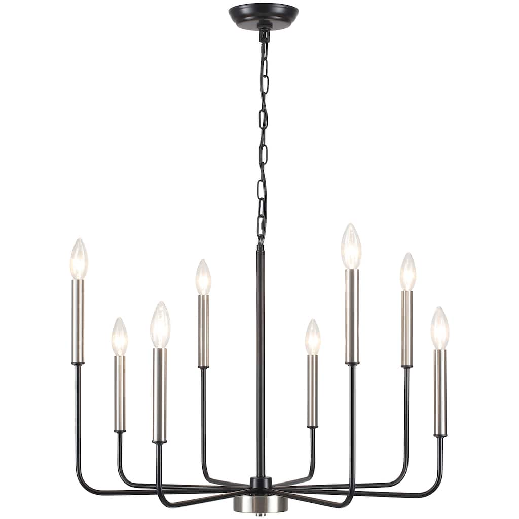 8-Light Rustic Candle Style Hanging Linear Chandelier Lighting for Kitchen Island