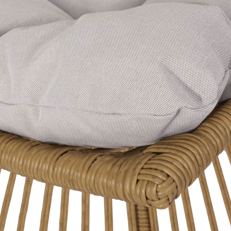 Caryl Outdoor Wicker 2 Seater Chat Set with Cushion by Christopher Knight Home