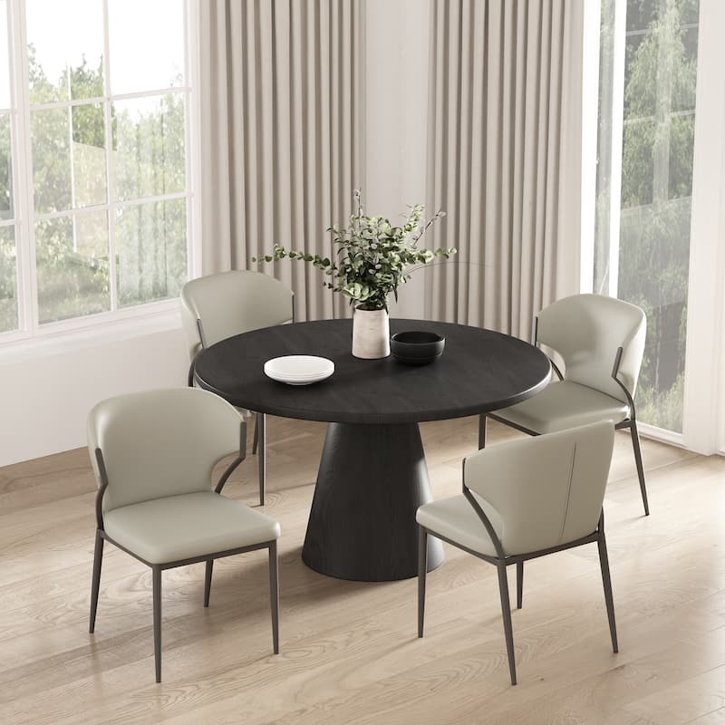 Manhattan Comfort Kirsten Camel Leatherette Dining Chair - Light Grey - Set of 2