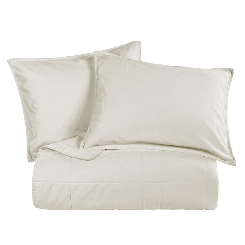 HiEnd Accents Stonewashed Cotton Canvas Quilted Vintage Chic 3 Piece Coverlet Set