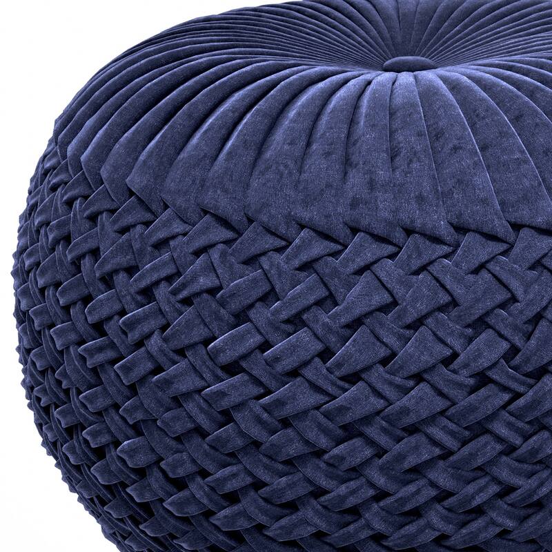 WYNDENHALL Faye Round Pouf in Velvet Fabric