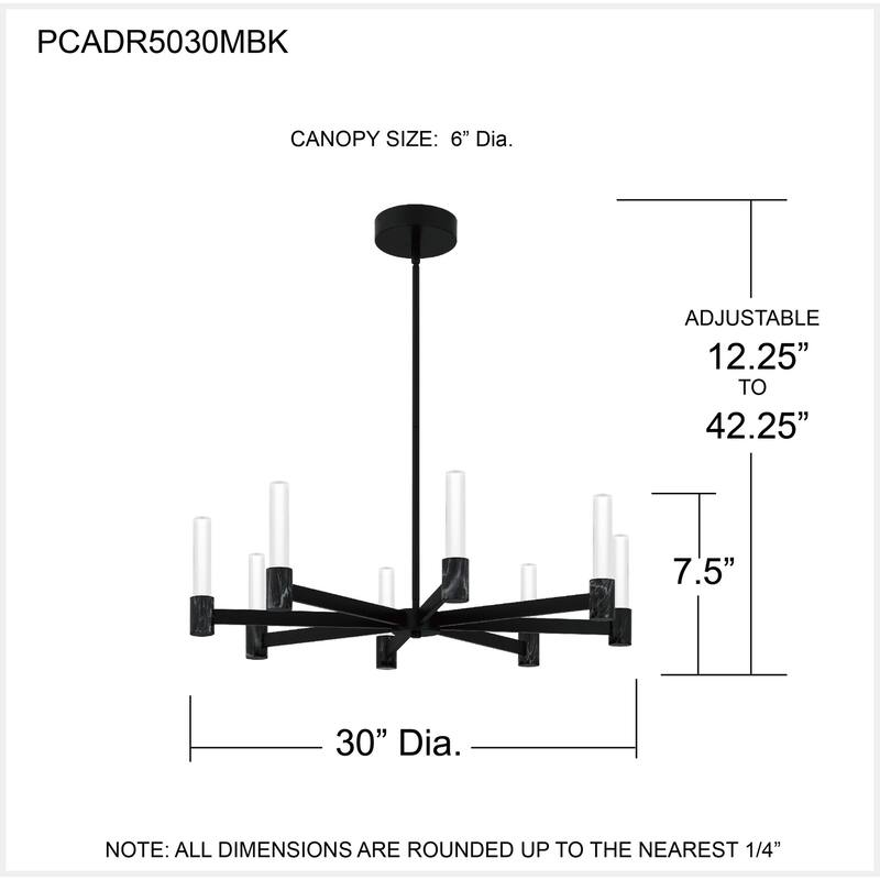 Adler Integrated LED Matte Black Chandelier
