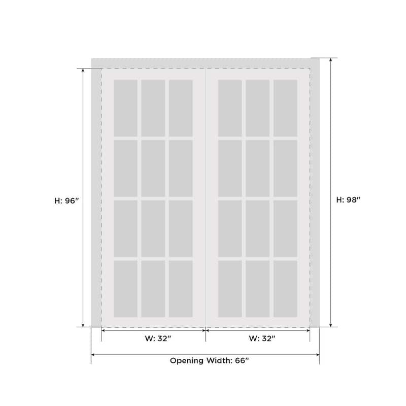 SartoDoors Mela 7444 | Interior French Doors Double French | Solid Wood | Slab Only | 18x80, White Silk