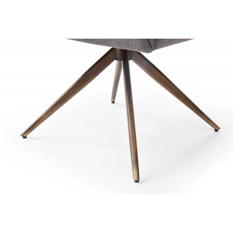 Dark Gray And Brass Upholstered Fabric Dining Arm Chair
