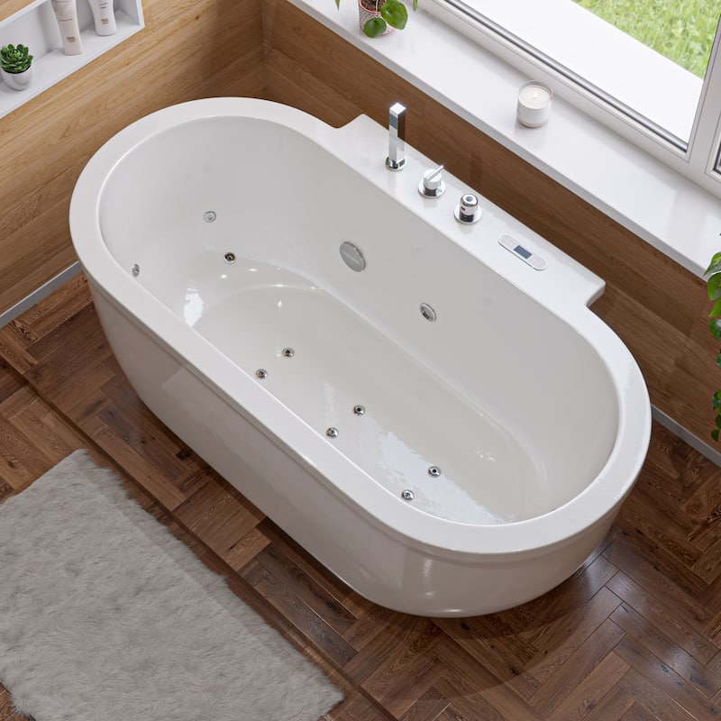 6 ft Acrylic White Whirlpool Bathtub w Fixtures