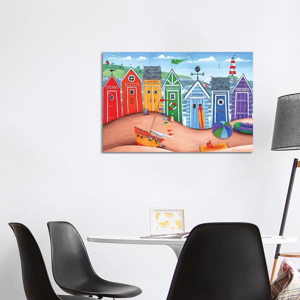 iCanvas "Beach Hut Rainbow Scene" by Peter Adderley Canvas Print