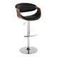 preview thumbnail 61 of 70, Carson Carrington Kanteborg Adjustable Bar Stool with Rounded T Footrest (Set of 2) Black PU/Walnut/Chrome Metal