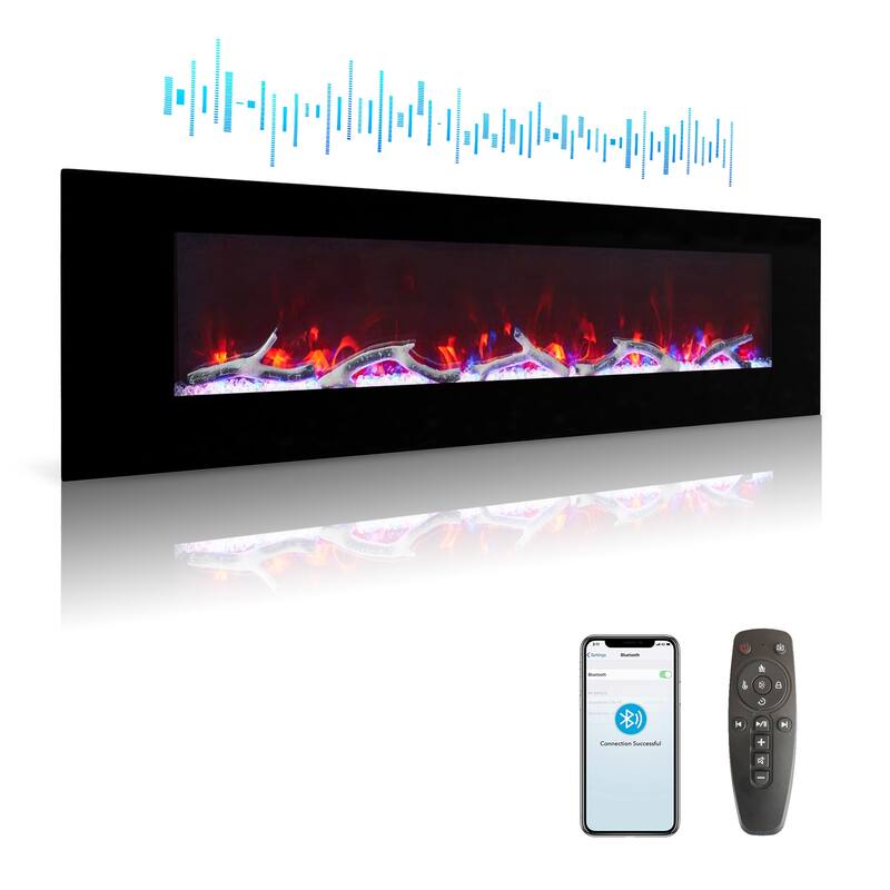 Clihome 42-72 inch Wall-mounted w/ RC (1500W) Electric Fireplace