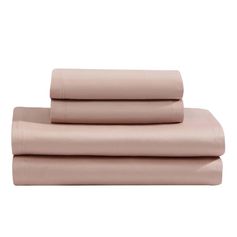 Calvin Klein Organic Earth Solid 4 Piece Sheet Set - Light Pink - Queen