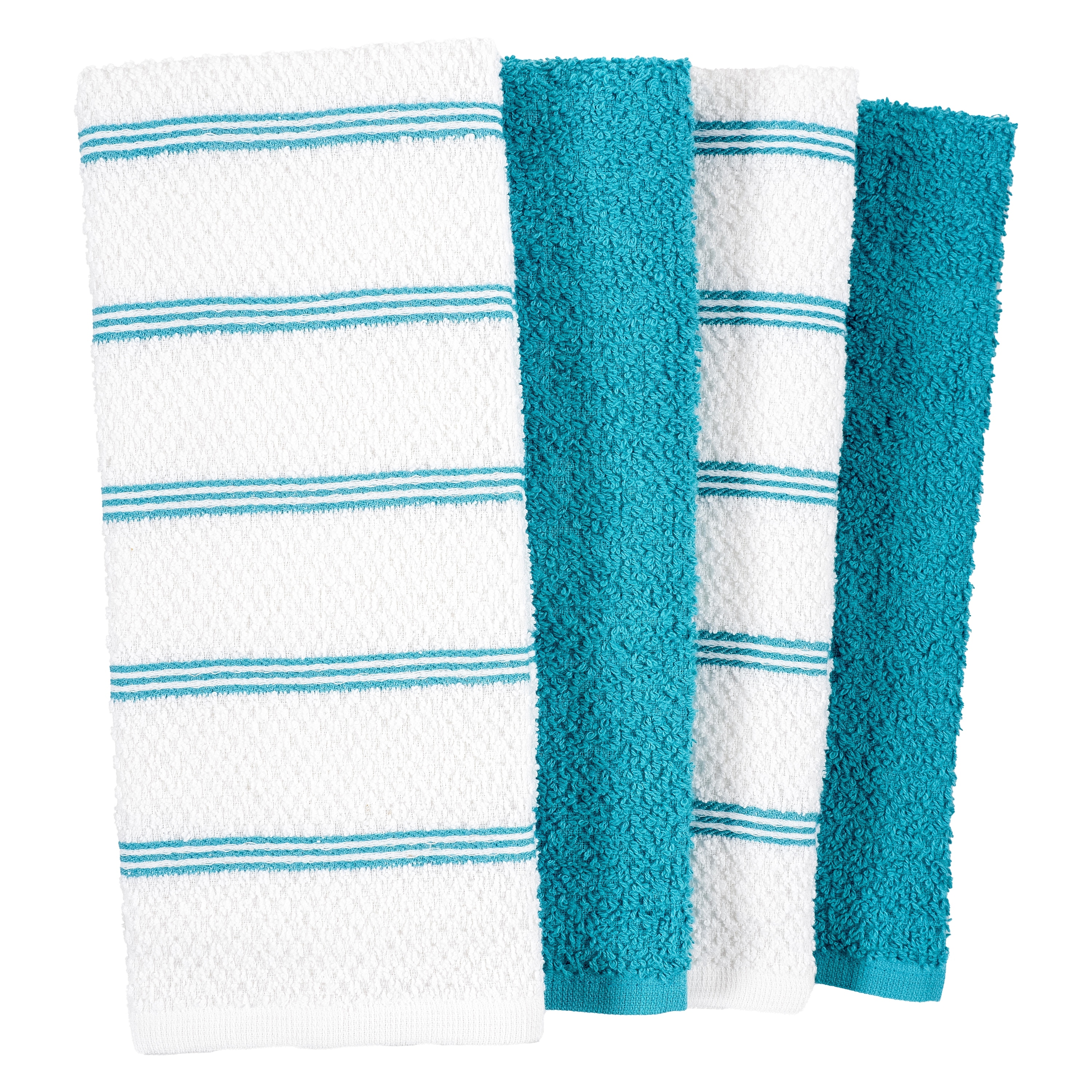 KitchenAid Albany Kitchen Towel 4-Pack Set, Cotton, Pistachio/White, 16x26