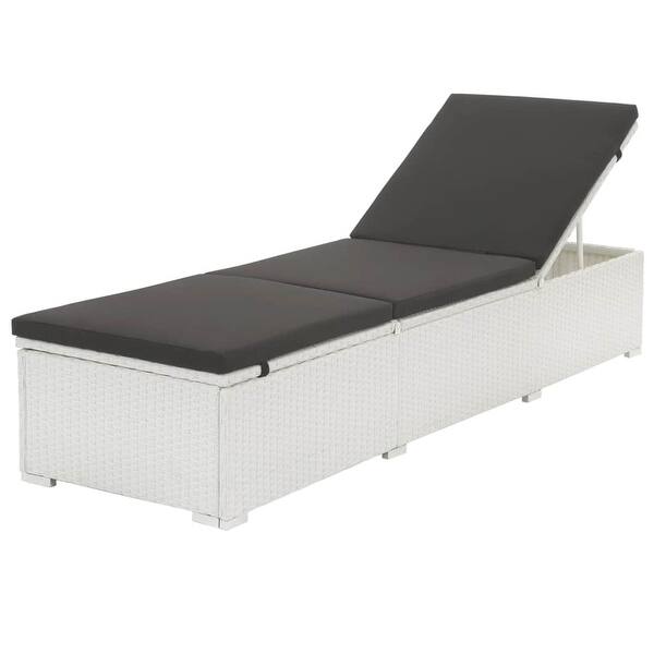 Shop Black Friday Deals On Vidaxl Sun Lounger With Cushion Poly Rattan White 76 8 X 23 6 X 12 2 26 8 Overstock 27358990
