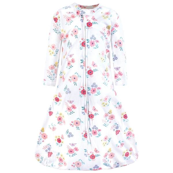slide 1 of 1, Hudson Baby Infant Girl Long Sleeve Cotton Jersey Sleeping Bag, Sack, Blanket, Butterfly Floral 0-6 Months - Butterfly Floral