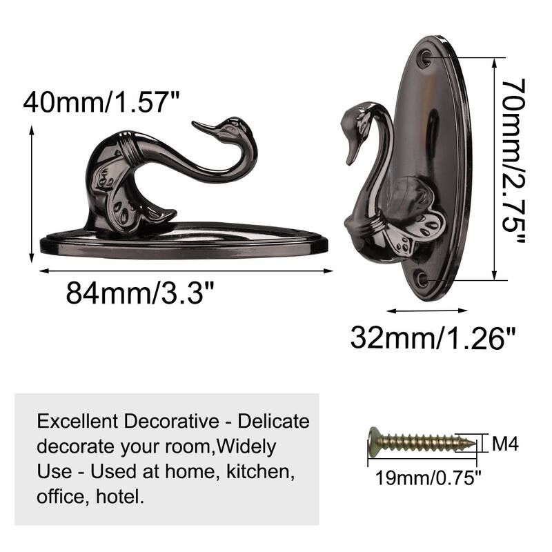 Curtain Tieback Hooks Zinc Alloy Vintage Screen Wall Holdback 2pcs - Metal Black