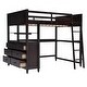 preview thumbnail 19 of 43, Full Size Loft Bed with Drawers and Writing Desk, Wooden Storage Bed with Shelves, Safety Guardrails and Ladder
