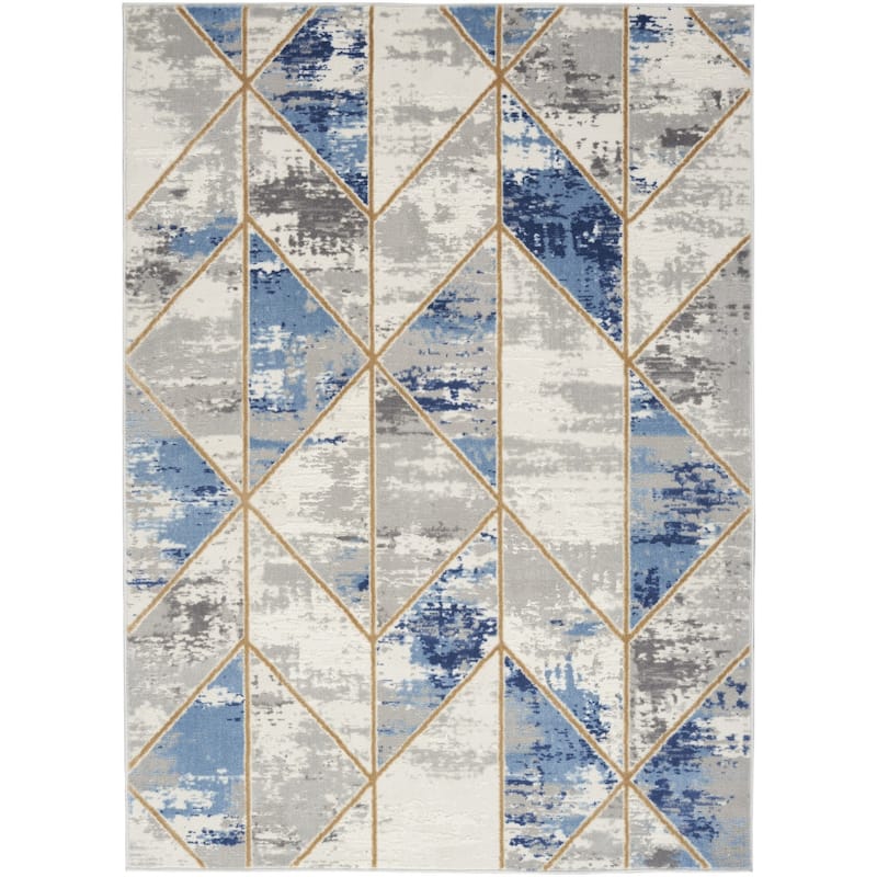 Fisa Power Loomed Geometric Modern Non Skid Stain Resistant Low Pile Area Rug By HomeRoots - 72' X '48' X '0.25