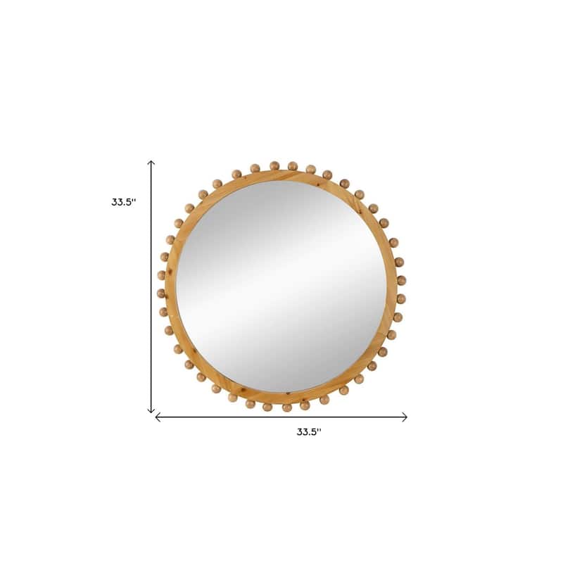 HomeRoots 34" Brown Abstract Wood Framed Accent Mirror - 33.5' X '33.5' X '2