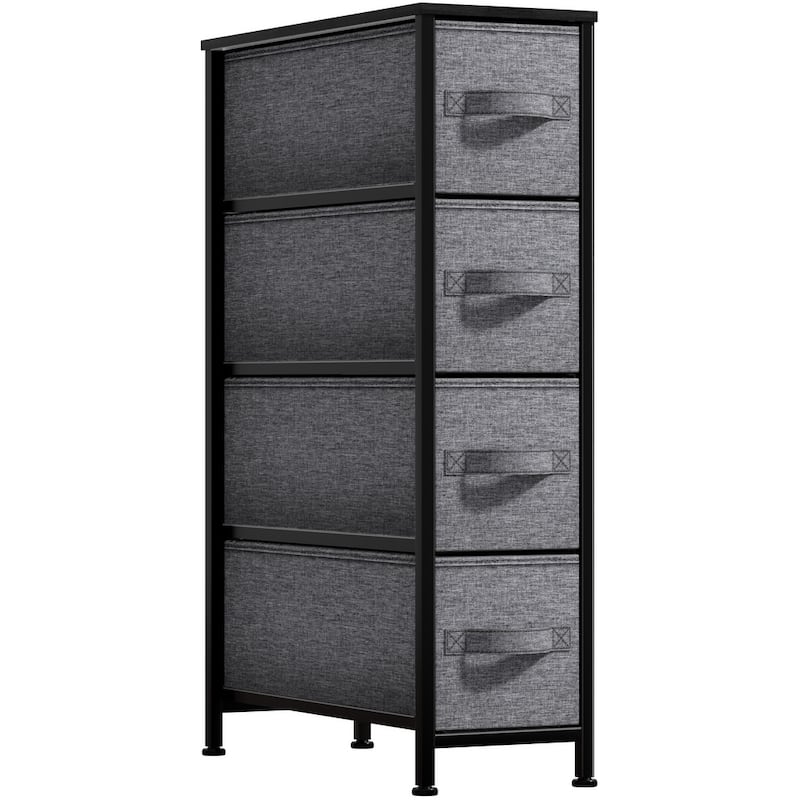 Narrow Dresser Tower with 4 Drawers - Vertical Storage for Bedroom - Black
