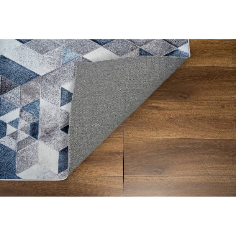 Capri Collection Patterned Faux Cowhide Printed Rug