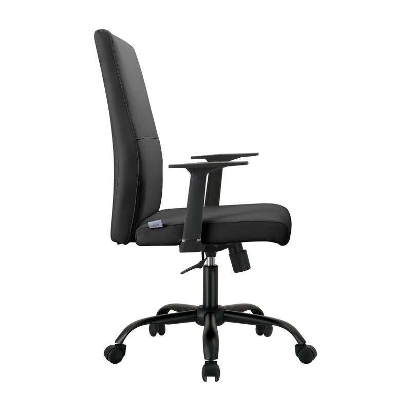 LeisureMod Evander Faux Leather Office Chair in Aluminum with Adjustable Height
