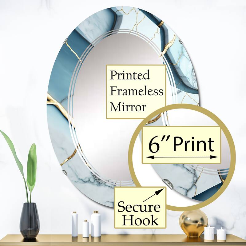 Designart 'Abstract Geode White II' Printed Abstract Marble Wall Mirror