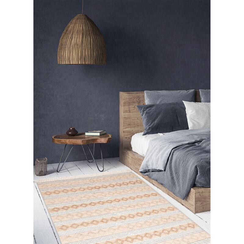 ECARPETGALLERY Braid weave Sienna Tan Wool Rug - 5'1 x 7'7