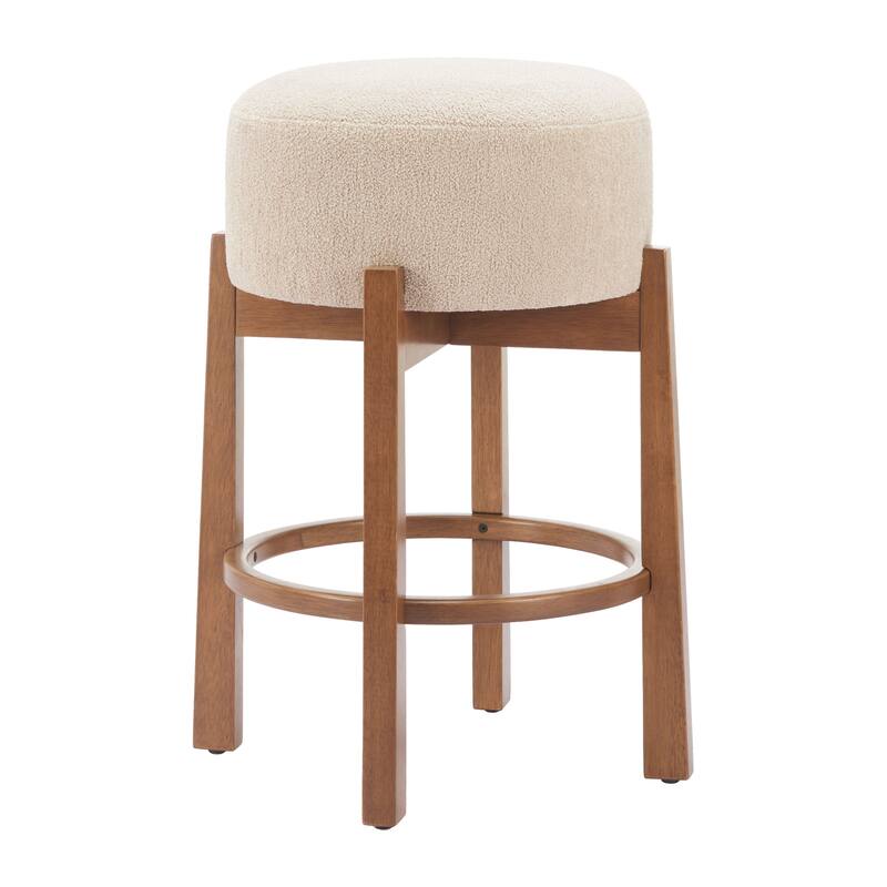 Nade Counter Stool Beige & Walnut