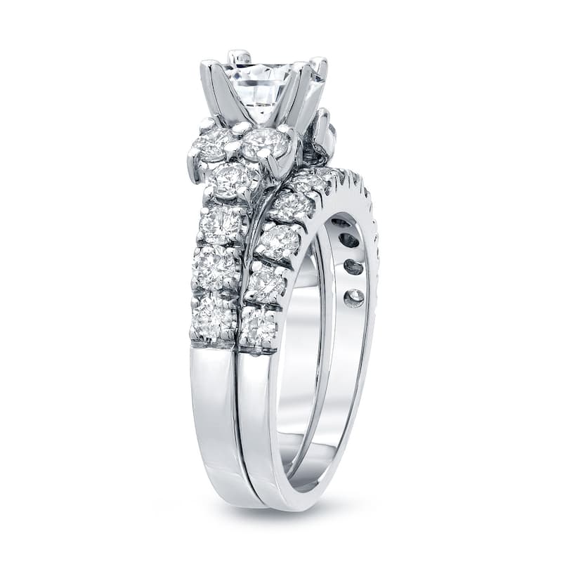 Auriya Platinum 2ctw Classic Round Diamond Engagement Ring Set
