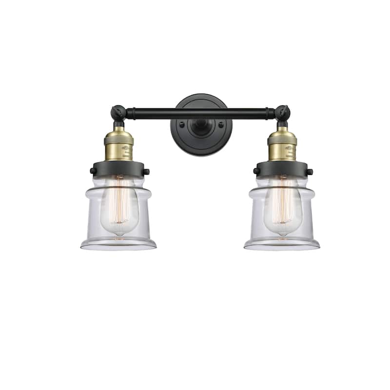 Innovations Lighting Small Canton 2 Light 17" Wide Bathroom Vanity - Black Antique Brass / Clear