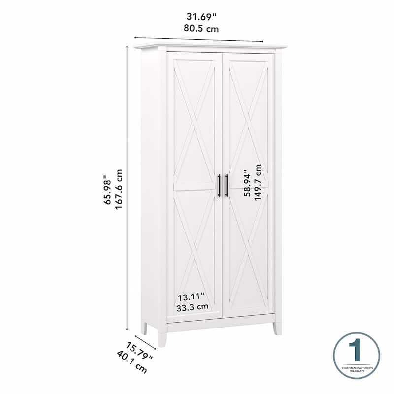 Key West Tall Storage Cabinet with Doors and Shelves by Bush Furniture