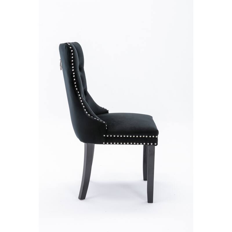 Tufted Solid Wood Velvet Dining Chair,2-Pcs Set