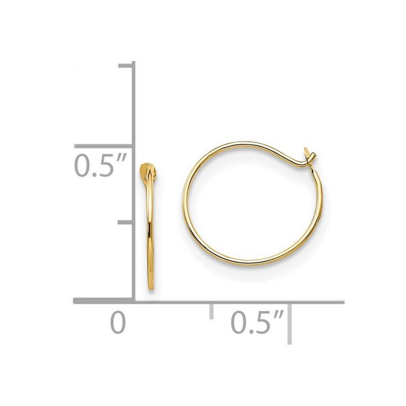Curata 14k Yellow Gold 10x1mm Polished Small Endless Hoop Earrings